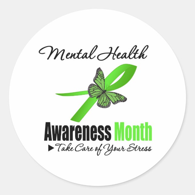 Pegatina Redonda Mes de concientización sobre la salud mental (Anverso)