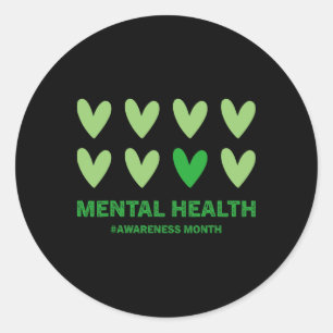Pegatina Redonda Mes de concientización sobre la salud mental