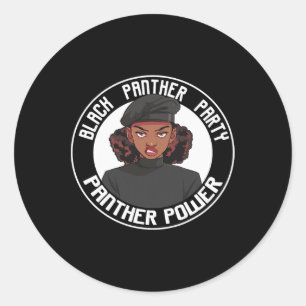 Pegatina Redonda Mes de historia negra Fiesta pantera logo afro pel