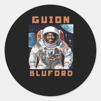 Pegatina Redonda Mes de historia negra Guion Bluford Astronauta neg