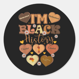 Pegatina Redonda Mes de historia negra motivada y educada