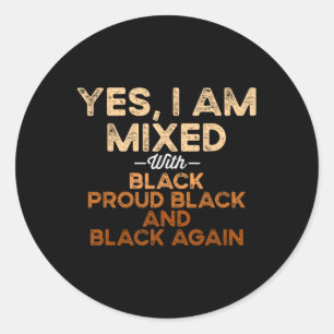Pegatina Redonda Mes de historia negra negro mezclado con negro par