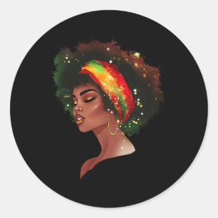 Pegatina Redonda Mes de historia negra Reina negra afroamericana J
