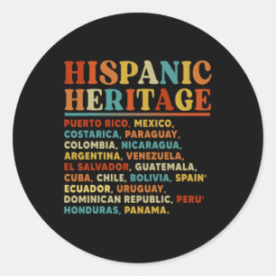 Pegatina Redonda Mes de la herencia hispánica todos los países lati