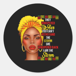 Pegatina Redonda Mes de la Historia Afro Mujeres Negras Niñas Soy E