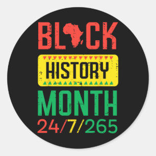 Pegatina Redonda Mes de la Historia Negra 24 7 265 Hombres Orgullo 