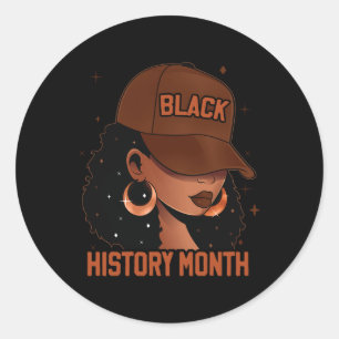 Pegatina Redonda Mes de la historia negra Afro Melanin Mujeres negr