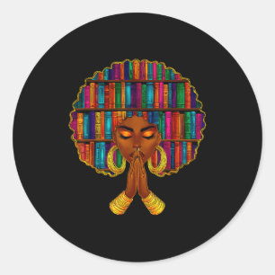 Pegatina Redonda Mes de la Historia Negra Afro Mujeres Amante de Li