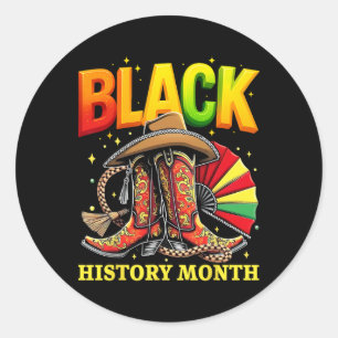 Pegatina Redonda Mes de la Historia Negra Botas Negras de Vaquera p