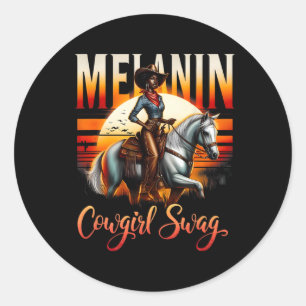 Pegatina Redonda Mes de la Historia Negra Chicas Mujeres Africanas 