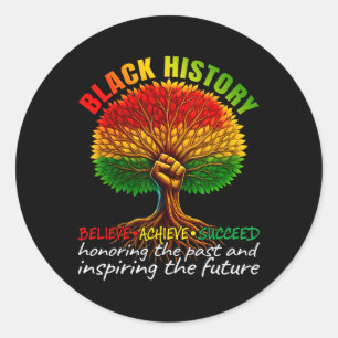 Pegatina Redonda Mes de la Historia Negra Cree Logra Triunfa Melani