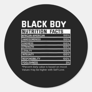 Pegatina Redonda Mes de la Historia Negra Datos Nutricionales Black