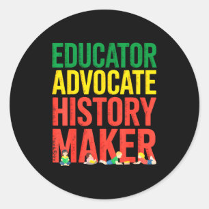 Pegatina Redonda Mes de la Historia Negra Educador Defensor Histori