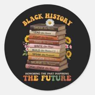 Pegatina Redonda Mes de la Historia Negra Líderes Negros Afroameric