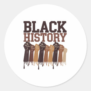 Pegatina Redonda Mes de la Historia Negra Manos Símbolo Afro Motiva