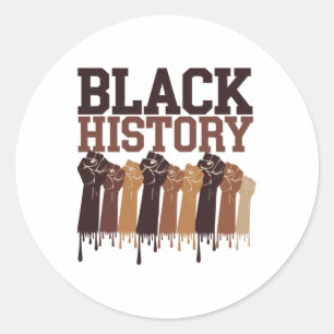 Pegatina Redonda Mes de la Historia Negra Manos Símbolo Afro Motiva