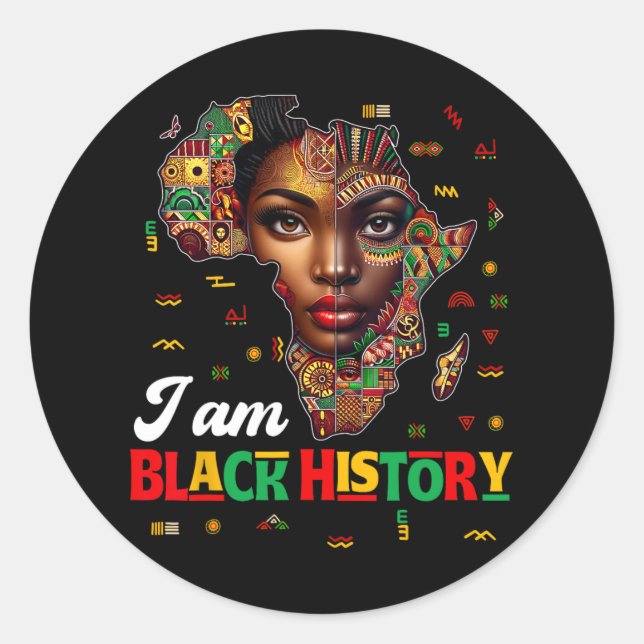 Pegatina Redonda Mes de la historia negra Mapa Orgullo africano (Anverso)