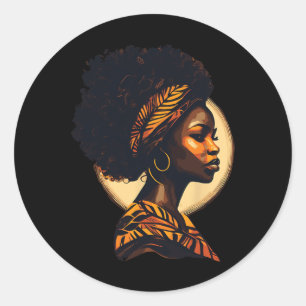 Pegatina Redonda Mes de la historia negra - mujer africana