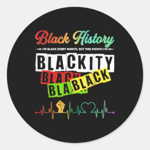 Pegatina Redonda Mes de la historia negra negra en negro orgullo de