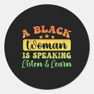 Pegatina Redonda Mes de la historia negra negra una mujer negra hab