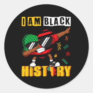 Pegatina Redonda Mes de la Historia Negra Niños Hombres Dabbing Hea