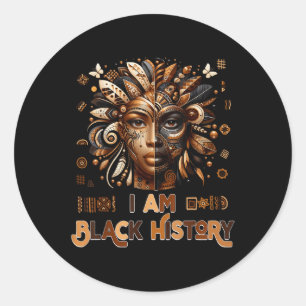 Pegatina Redonda Mes de la historia negra Orgullo Melanin Mujeres a