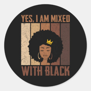 Pegatina Redonda Mes de la historia negra Sí estoy mezclado con el