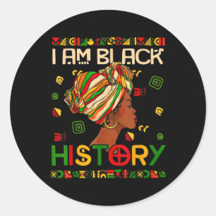 Pegatina Redonda Mes de la Historia Negra Soy Historia Negra Mujer