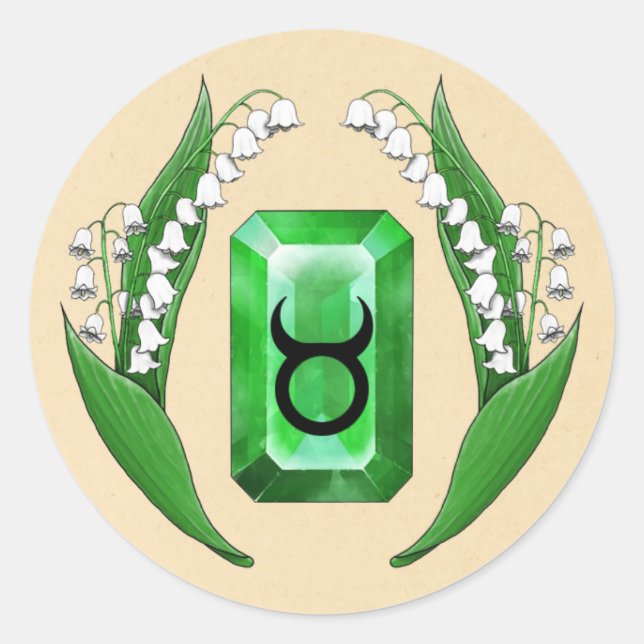 Pegatina Redonda Mes de nacimiento Mayo Taurus (Anverso)