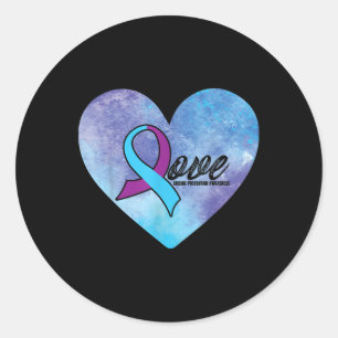 Pegatina Redonda Mes de prevención del suicidio en el corazón de am