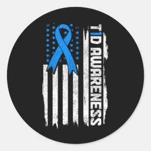 Pegatina Redonda Mes de toma de conciencia sobre la diabetes Cinta 