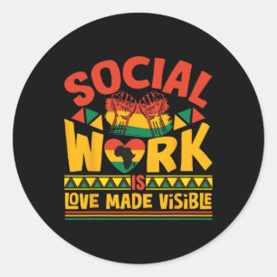 Pegatina Redonda Mes de trabajador social Mes de historia negra Sín
