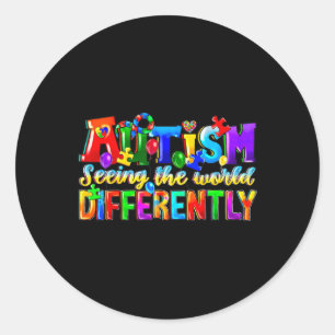 Pegatina Redonda Mes del Autismo Día Mundial de Concienciación sobr
