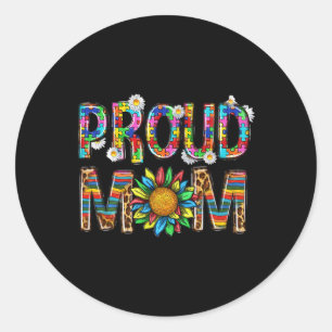 Pegatina Redonda Mes del Autismo Día Mundial de Concienciación sobr