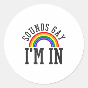 Pegatina Redonda Mes del Orgullo Gay Suena Arcoíris Gay Cita Divert