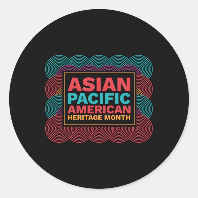 Pegatina Redonda Mes del Patrimonio Asiático-Estadounidense Y De La (Anverso)