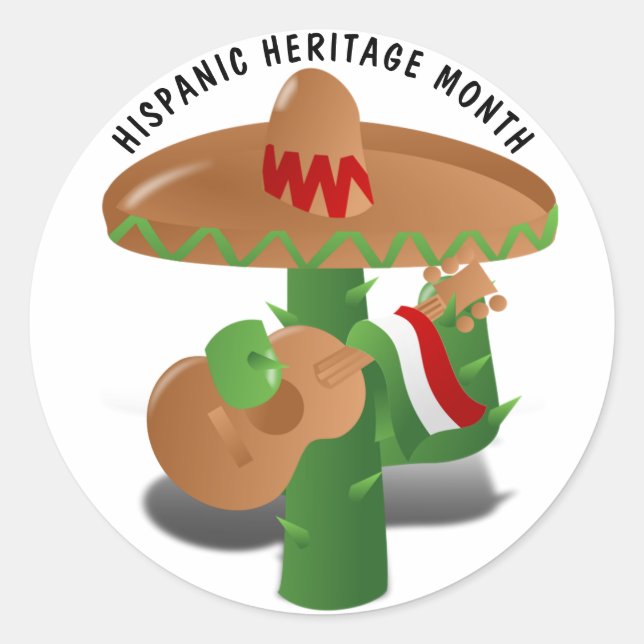 Pegatina Redonda Mes del Patrimonio Hispano Nacional - Cactus (Anverso)