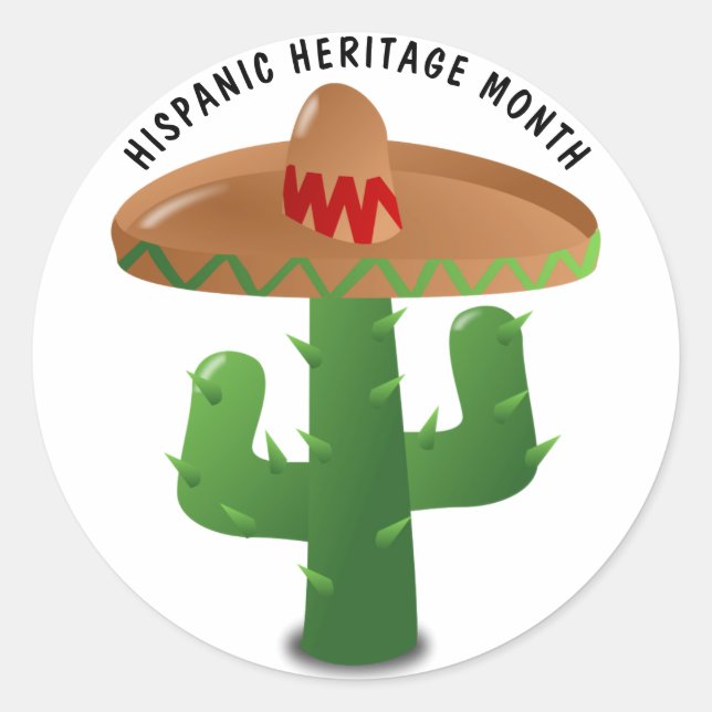 Pegatina Redonda Mes del Patrimonio Hispano Nacional - Cactus (Anverso)