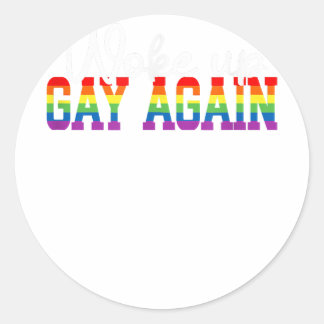 Pegatina Redonda Mes gay de la bandera LGBT humana despertó de nuev