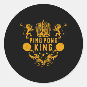 Pegatina Redonda Mesa De Tenis King Fun Ping Pong Regalo Y Mesa Spo