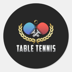 Pegatina Redonda Mesa de tenis Paddle Ping Pong Player Divertido re