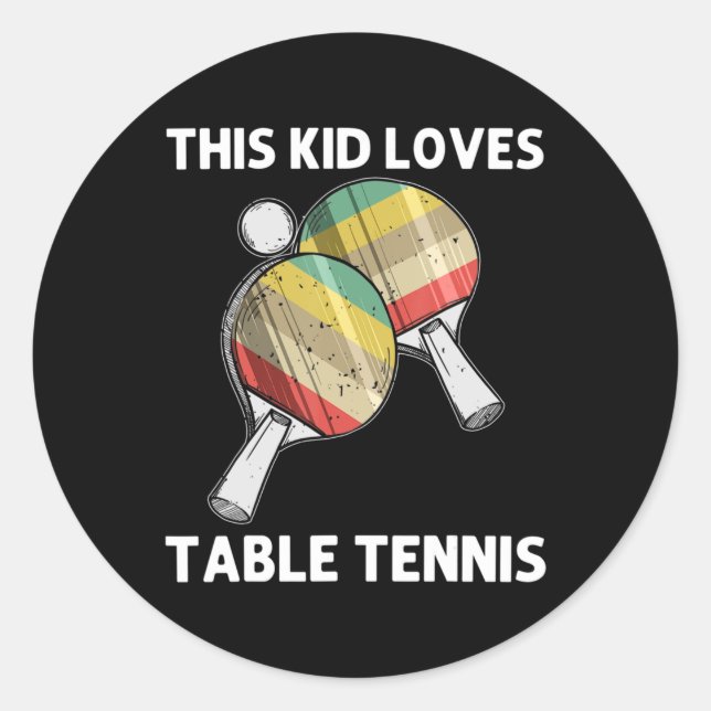 Pegatina Redonda Mesa Divertida Tenis Para Niños Chicas Ping Pong B (Anverso)