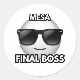 Pegatina Redonda Mesa Final Boss Cool Emoji Sticker