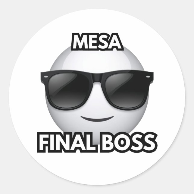Pegatina Redonda Mesa Final Boss Cool Emoji Sticker (Anverso)