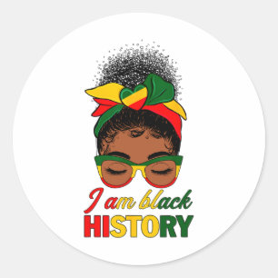 Pegatina Redonda Mesmo Bun Hair soy historia negra afroamericana