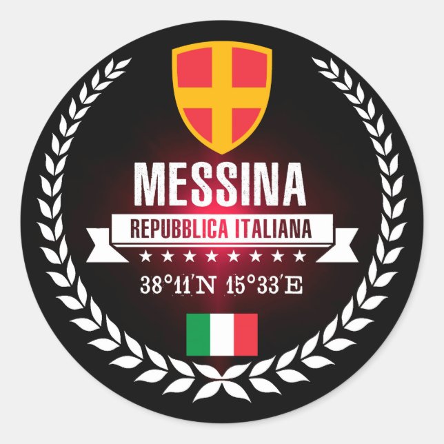 Pegatina Redonda Messina (Anverso)