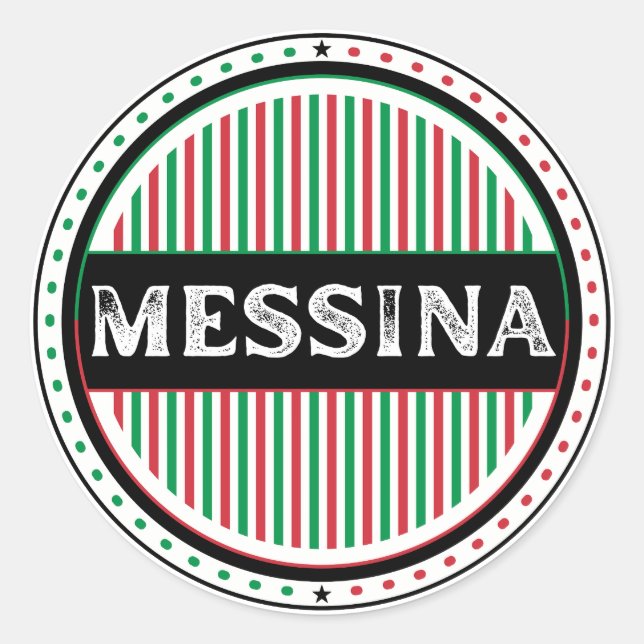 Pegatina Redonda Messina City Pride Emblem – Italian Identity (Anverso)
