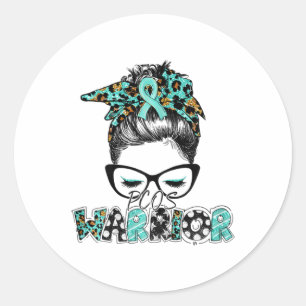 Pegatina Redonda Messy Bun Pcos Síndrome Ovárico Poliquístico Aware