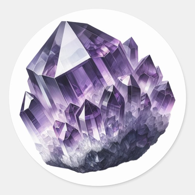 Pegatina Redonda Metáfilo morado ametista para el cálculo del crist (Anverso)