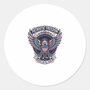 Pegatina Redonda Metal Patriótico Alas Patriota Música Rock Metal P